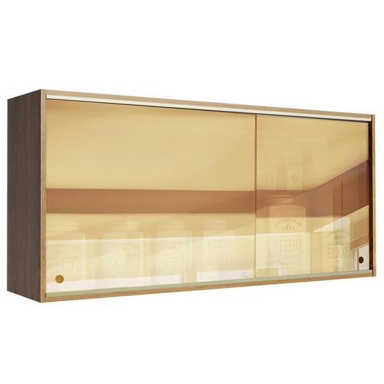 Armário Aéreo Madesa Emilly 2 Portas de Correr de Vidro Reflex - Rustic Menor preço em Armário Aéreo Madesa Emilly 2 Portas de Correr de Vidro Reflex - Rustic