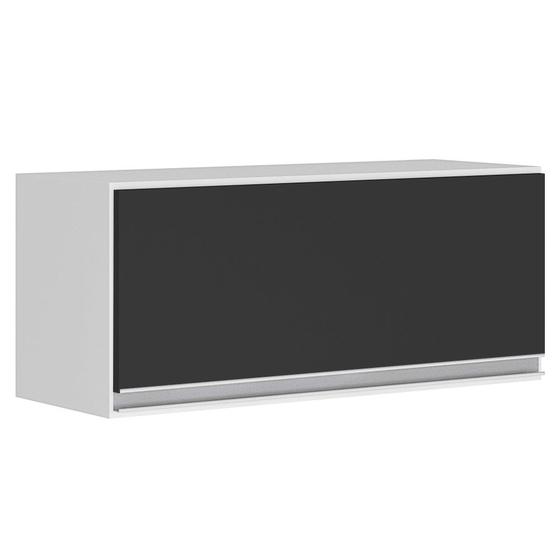 Imagem de Armário Aéreo Multiuso Geladeira Lux 70cm 100% MDF 01 Porta Basculante Branco Preto - Desk Design