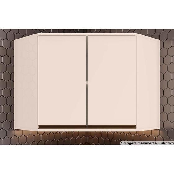 Imagem de Armário Aéreo p/ Cozinha Canto Oblíquo Connect 2 Portas 80cm Off White - Henn