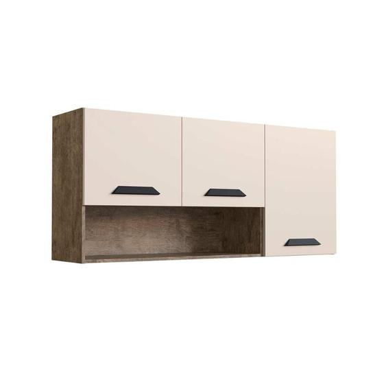 Imagem de Armário Aéreo p/ Cozinha  Essência c/ 3 Portas 120cm Demolição/Off White - Genialflex