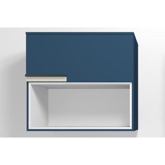 Imagem de Armário Aéreo p/ Cozinha Manhattan PH 3078 1 Porta Basculante 80cm Azul/Branco - Herval