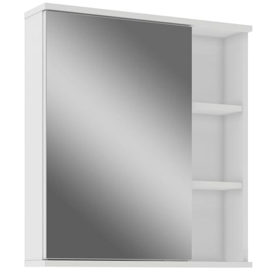 Imagem de Armário Aéreo Para Banheiro 60cm Com 01 Porta E Espelho Bia B06 Branco - Lyam Decor