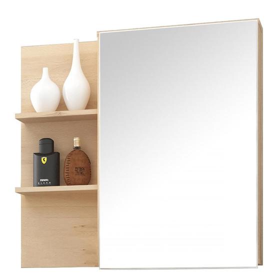 Imagem de Armário Aéreo Para Banheiro 80cm 01 Porta Com Espelho Jazz B06 Faia Branco - Lyam Decor
