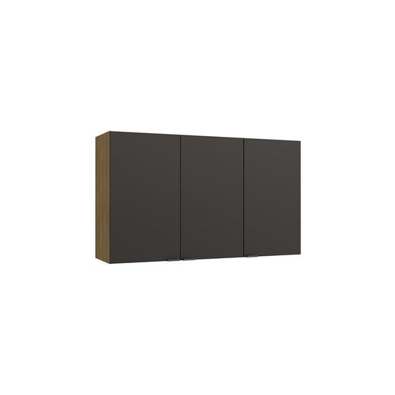 Imagem de Armário Aéreo Suprema 3 Portas Freijó/Preto Fosco 1,20m x 34cm