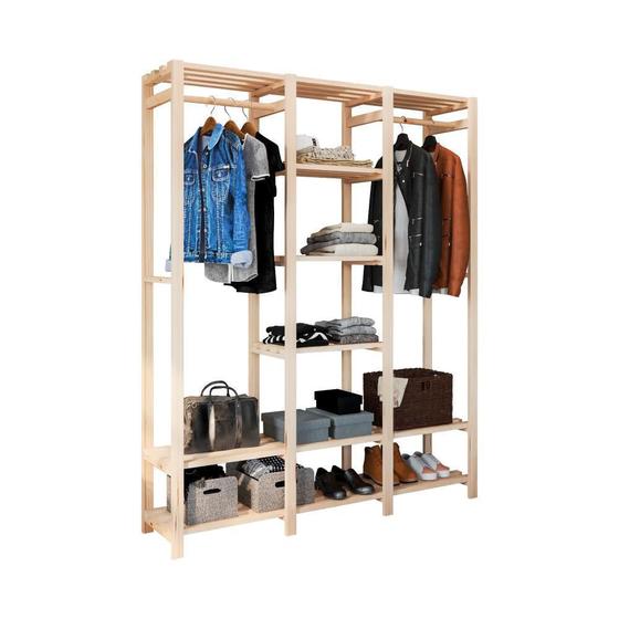 Armário Arara Closet Com Prateleiras Cabideiro Maleiro em Madeira Maciça para Quarto e Loja é ruim? Armário Arara Closet Com Prateleiras Cabideiro Maleiro em Madeira Maciça para Quarto e Loja é boa?