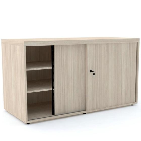 Armário Baixo Credenza PE50 120cm (largura)MDP Cor Nogueira CasaBlanca detalhe Preto 2 Portas Correr Menor preço em Armário Baixo Credenza PE50 120cm (largura)MDP Cor Nogueira CasaBlanca detalhe Preto 2 Portas Correr