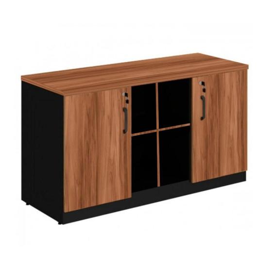 Imagem de Armário Baixo GOLD Credenza ESPECIAL - 1,60x0,73x0,45m  - WORKSTART- NOGALSEVILHA / PRETO - 23502