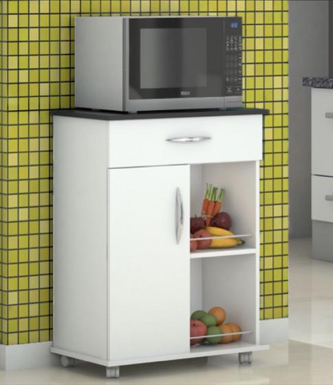 Armário Balcão Fruteira Suporte Microondas Cozinha Branco Menor preço em Armário Balcão Fruteira Suporte Microondas Cozinha Branco