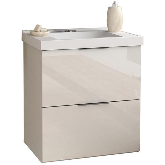 Imagem de Armário Balcão Gabinete Para Banheiro 60cm Com 03 Gavetas Pietra B06 Branco Brilho - Lyam Decor