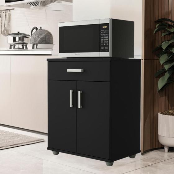 Imagem de Armário Balcão Suporte Microondas Cozinha Mell Preto
