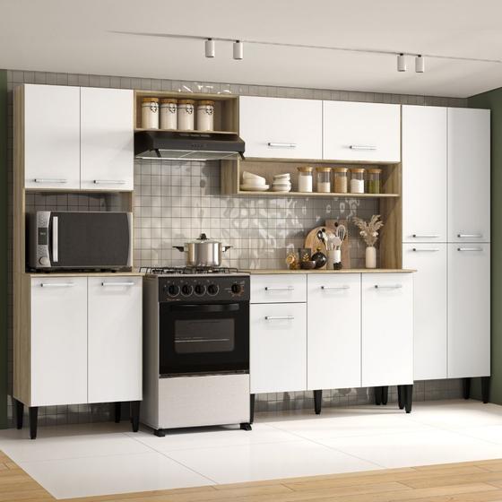 Imagem de Armário Cozinha Completa Arizona Plus Carvalho com Branco Carraro