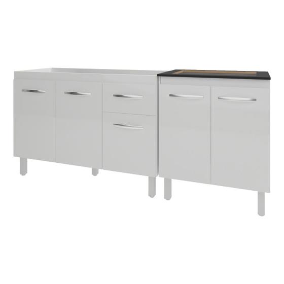 Imagem de Armário Cozinha Gabinete Pia de 120 cm Aline e Balcão Fran para Cooktop 4 Bocas Branco