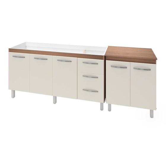 Armário Cozinha Gabinete Pia De 160 cm Emily Com Balcão Multiuso Micro-ondas Savana Frente Off-white Serena Menor preço em Armário Cozinha Gabinete Pia De 160 cm Emily Com Balcão Multiuso Micro-ondas Savana Frente Off-white Serena