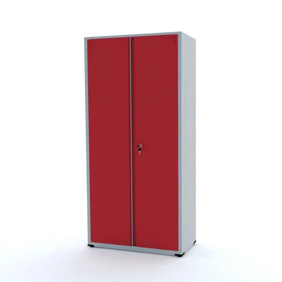 Imagem de Armário de aço 2 portas 162x75x40 pandin ap408sl - cinza/vermelho