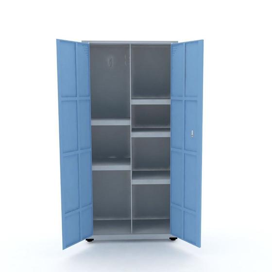 Imagem de Armario de Aco Multiuso 02 Portas Pandin Cinza e Azul Dali  1.60 M