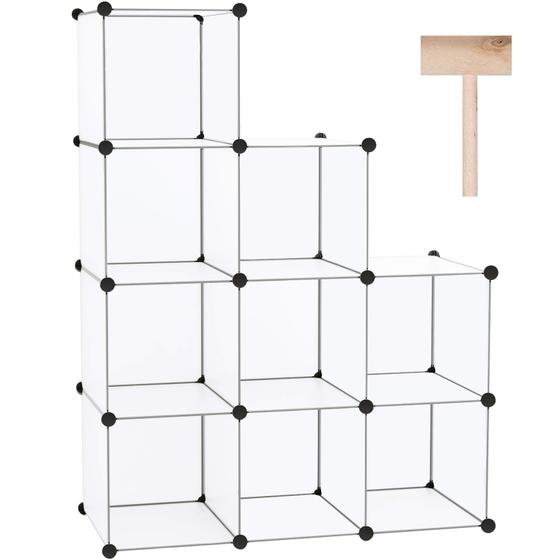 Imagem de Armário de armário de plástico Cube Storage C&AHOME de 9 cubos branco