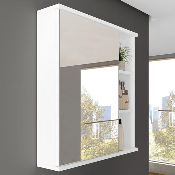 Menor preço em Armário De Banheiro Bia 1 Porta Com Espelho 100% Mdf Branco - Móveis Bosi