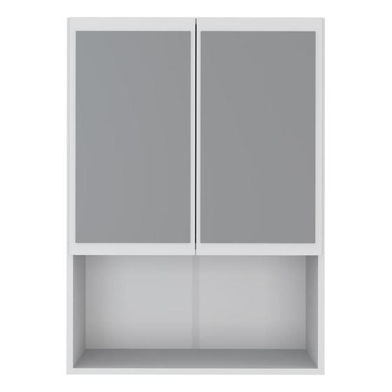 Armário de Banheiro com espelho e 2 portas Multimóveis Branco Menor preço em Armário de Banheiro com espelho e 2 portas Multimóveis Branco
