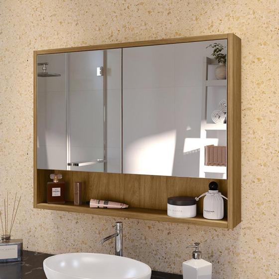 Imagem de Armário De Banheiro Madeirado 2 Portas Com Espelhos Eros
