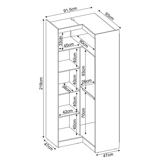 Armário de Canto L 2 Portas Módena Modulado 78200 Amêndola Touch / Branco Demóbile Menor preço em Armário de Canto L 2 Portas Módena Modulado 78200 Amêndola Touch / Branco Demóbile