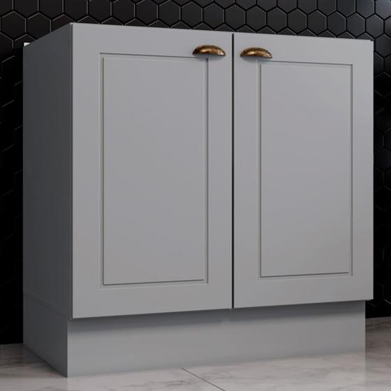 Imagem de Armário de Cozinha 80 Cm Americana 2 Portas 100% Mdf Cinza C355 - Henn