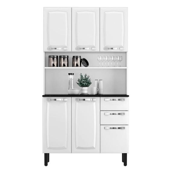 Imagem de Armário de Cozinha Aço Compacto 105cm 6 Portas 2 Gavetas Itatiaia Pratika Branco