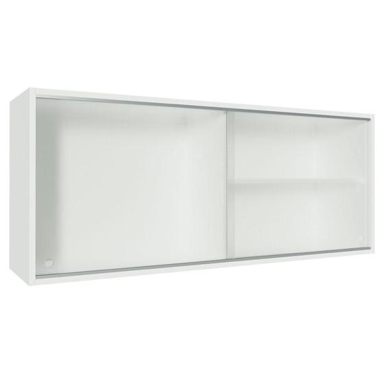 Imagem de Armário De Cozinha Aéreo 100% MDF 2 Portas de Correr de Vidro Branco Acordes Madesa