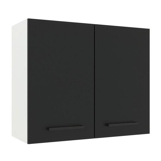 Imagem de Armário de Cozinha Aéreo 80 cm 2 Portas Branco/Preto Agata Madesa