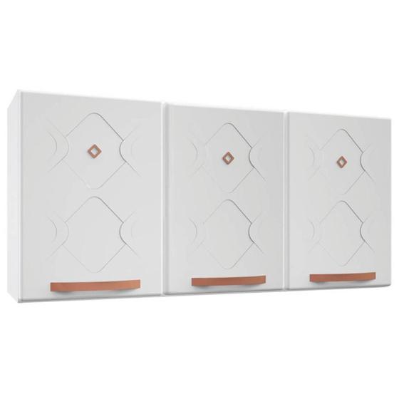 Imagem de Armario de Cozinha Aereo Refrigerador 3 Portas 100% Aço Antiferrugem 55x120x29cm Telasul Mirage
