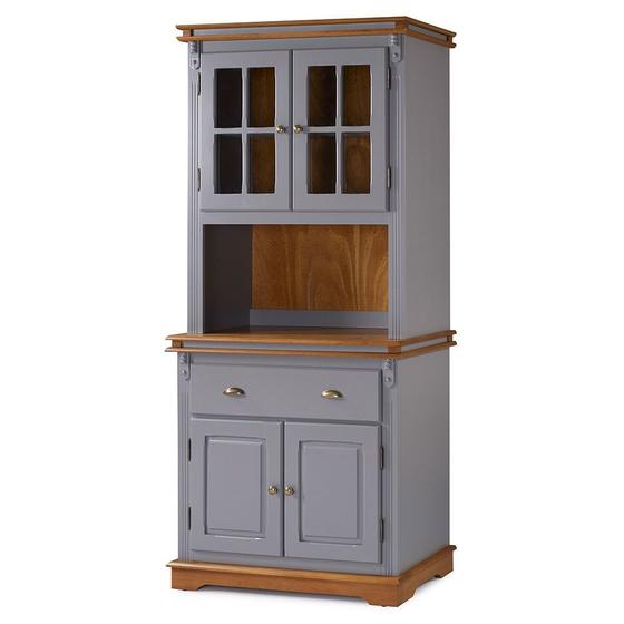 Imagem de Armário de Cozinha com Cristaleira de Vidro e Madeira Manchester com 4 Portas 1 Gaveta e 1 Nicho - M52002