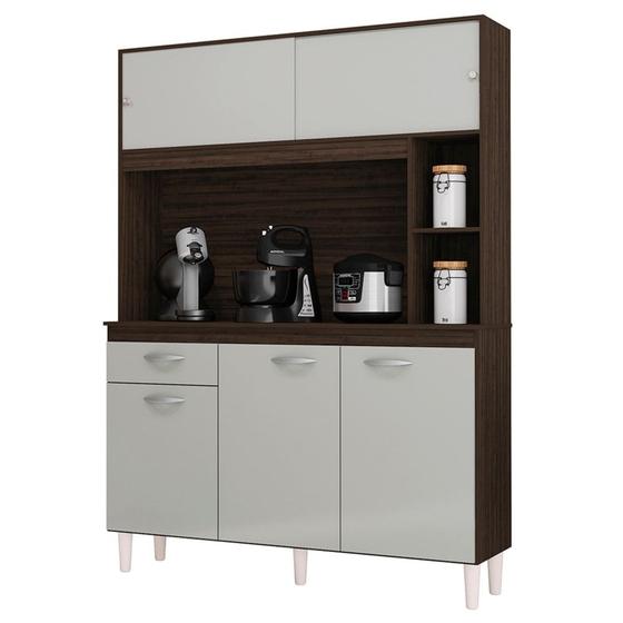 Imagem de Armário de Cozinha Compacta 120cm Parisi P11 Chocolate/Off White - Mpozenato