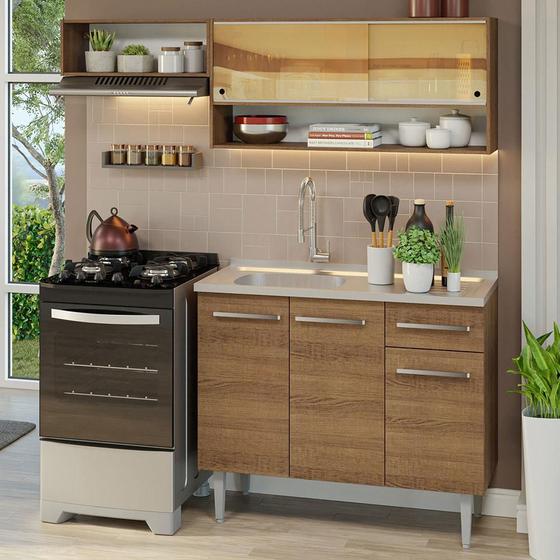 Imagem de Armário de Cozinha Compacta 165cm com Pia Emilly Madesa 01