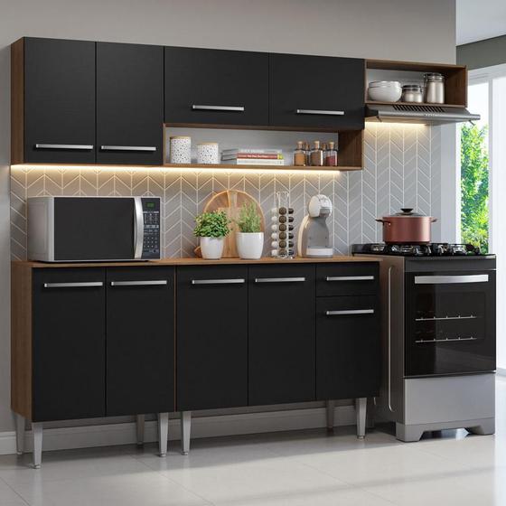 Imagem de Armário de Cozinha Compacta 229cm Rustic/Preto Emilly Madesa 13