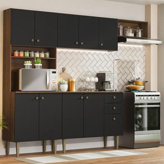 Imagem de Armário de Cozinha Compacta 235cm Rustic/Preto Gourmet Madesa 02