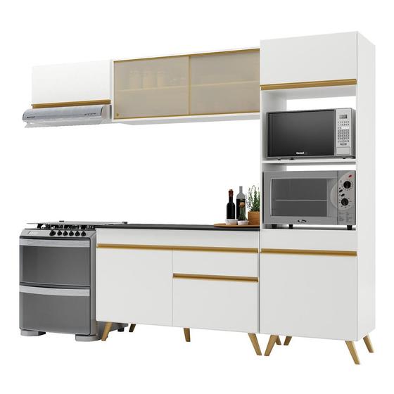 Armário de Cozinha Compacta 4 peças MP3691 Veneza GW Multimóveis Branca Menor preço em Armário de Cozinha Compacta 4 peças MP3691 Veneza GW Multimóveis Branca