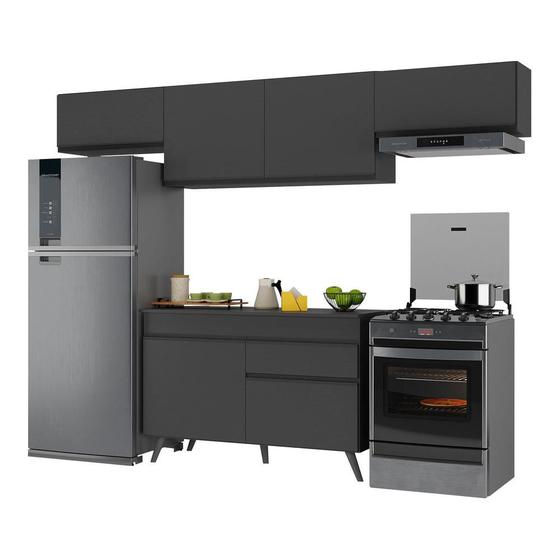 Armário de Cozinha Compacta 4 peças MP3697.895 Veneza Preto Menor preço em Armário de Cozinha Compacta 4 peças MP3697.895 Veneza Preto