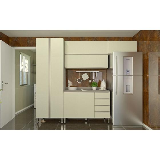 Imagem de Armário de Cozinha Compacta 4 Peças sem Tampo Legno Crema com Kashmir Luci Luciane Móveis