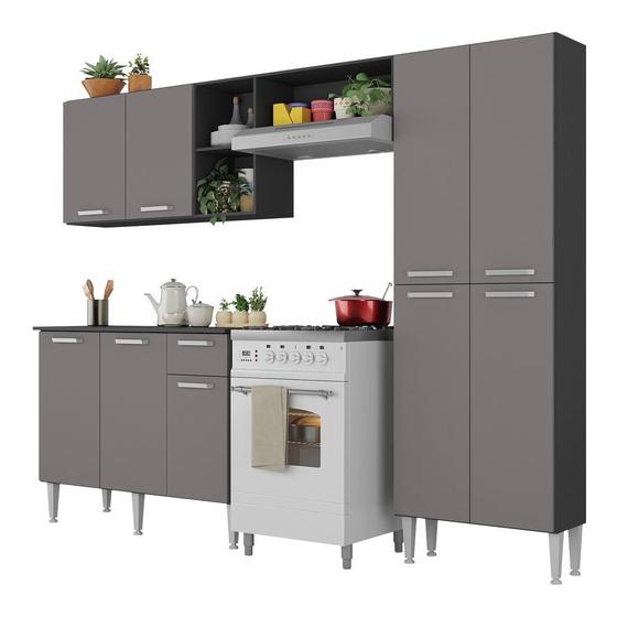 Armário de Cozinha Compacta com Tampo Pequim Up Multimóveis Preta/Lacca Fumê é ruim? Armário de Cozinha Compacta com Tampo Pequim Up Multimóveis Preta/Lacca Fumê é boa?