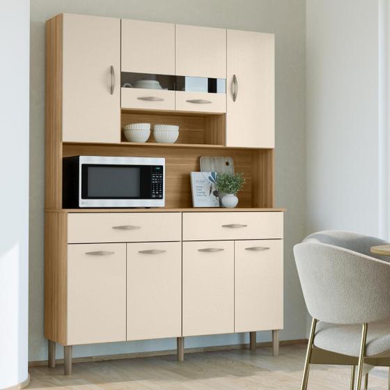 Armário de Cozinha Compacto 8 Portas 2 Gavetass com Nicho Vogue Kits Paraná