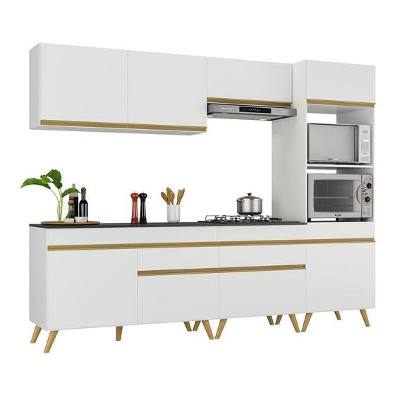 Armário de Cozinha Completa 252cm Veneza Multimóveis V3713 Menor preço em Armário de Cozinha Completa 252cm Veneza Multimóveis V3713