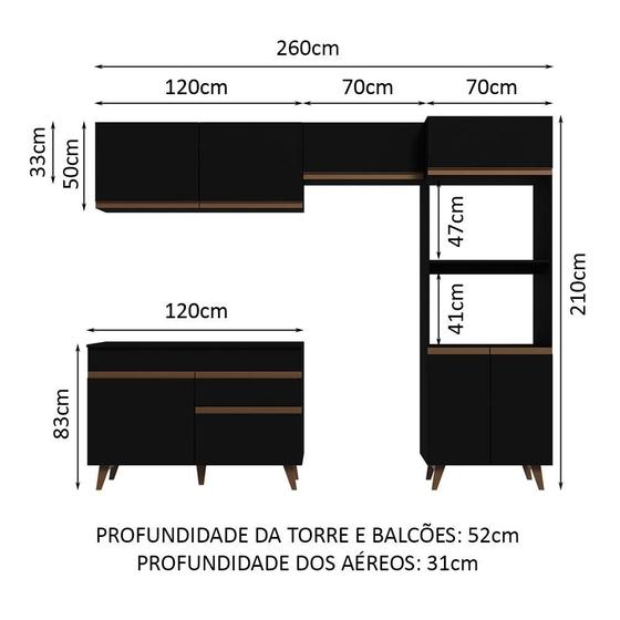 Armário de Cozinha Completa 260cm Reims Madesa 09