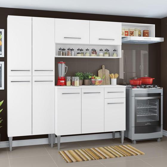 Armário de Cozinha Completa com Armário e Balcão 229cm Emilly Madesa Imagem de Armário de Cozinha Completa com Armário e Balcão 229cm Emilly Madesa