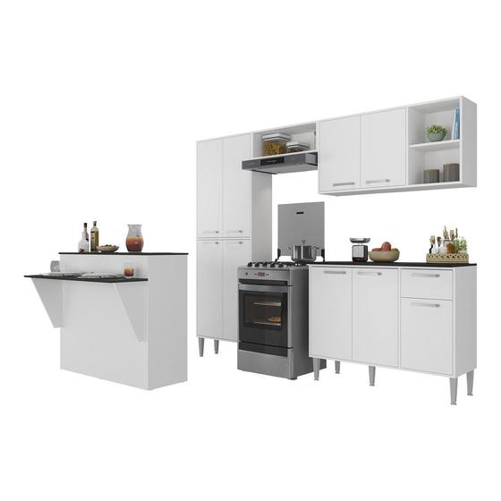 Imagem de Armário de Cozinha Completa com Bancada Siena Multimóveis MP2040 Branca