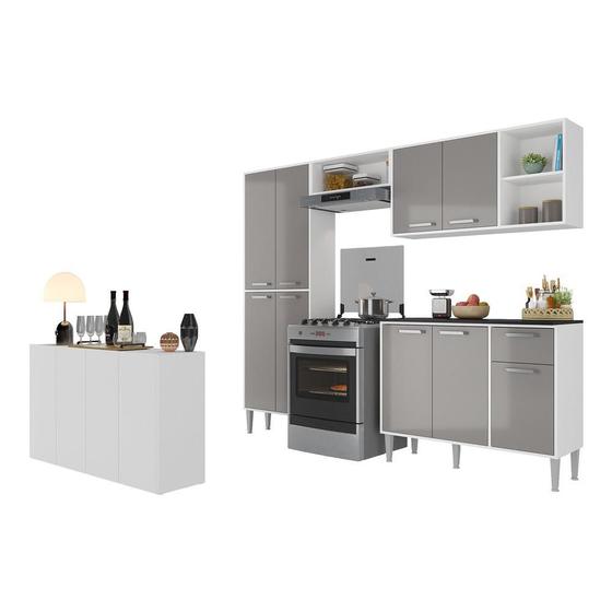 Imagem de Armário de Cozinha Completa com Buffet/Aparador Siena Multimóveis MP2041 Branca/Lacca Fumê