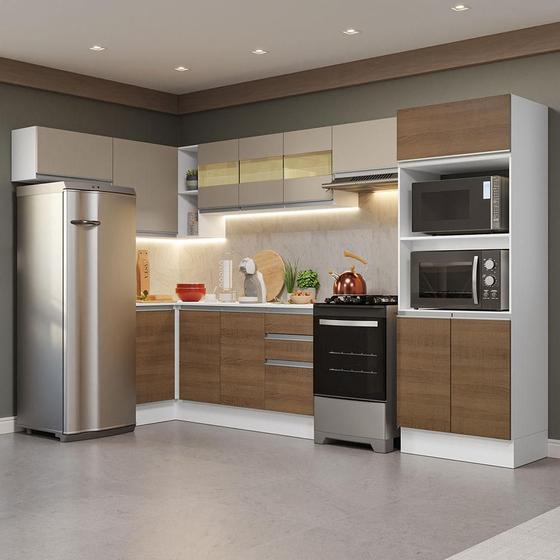 Armário de Cozinha Completa de Canto 100% MDF 447cm Smart Madesa 01 Menor preço em Armário de Cozinha Completa de Canto 100% MDF 447cm Smart Madesa 01