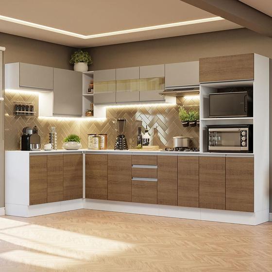 Armário de Cozinha Completa de Canto 100% MDF 447cm Smart Madesa 02 Menor preço em Armário de Cozinha Completa de Canto 100% MDF 447cm Smart Madesa 02