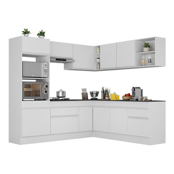 Imagem de Armário de Cozinha Completa de Canto com Rodapé Veneza Multimóveis MP2080.891 Branco