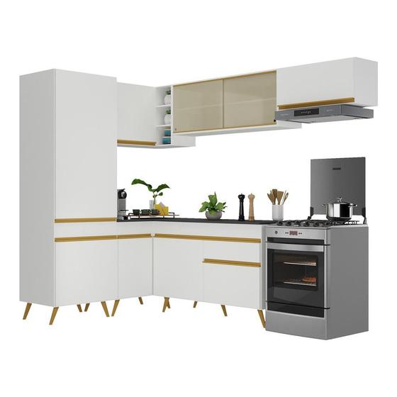 Armário de Cozinha Completa de Canto Veneza GW Multimóveis MP2051 Branca Imagem de Armário de Cozinha Completa de Canto Veneza GW Multimóveis MP2051 Branca