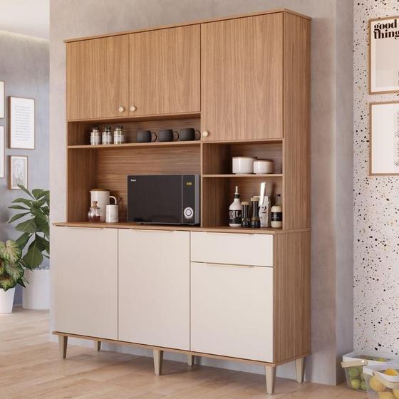 Armário De Cozinha Completo 100%Mdf 1,5M 6 Portas 1 Gaveta E 4 Nichos ...