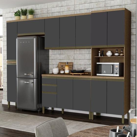 Armário de Cozinha Completo 2 Armário Aéreo 2 Paneleiro 1 Balcão Madri Espresso Móveis Menor preço em Armário de Cozinha Completo 2 Armário Aéreo 2 Paneleiro 1 Balcão Madri Espresso Móveis